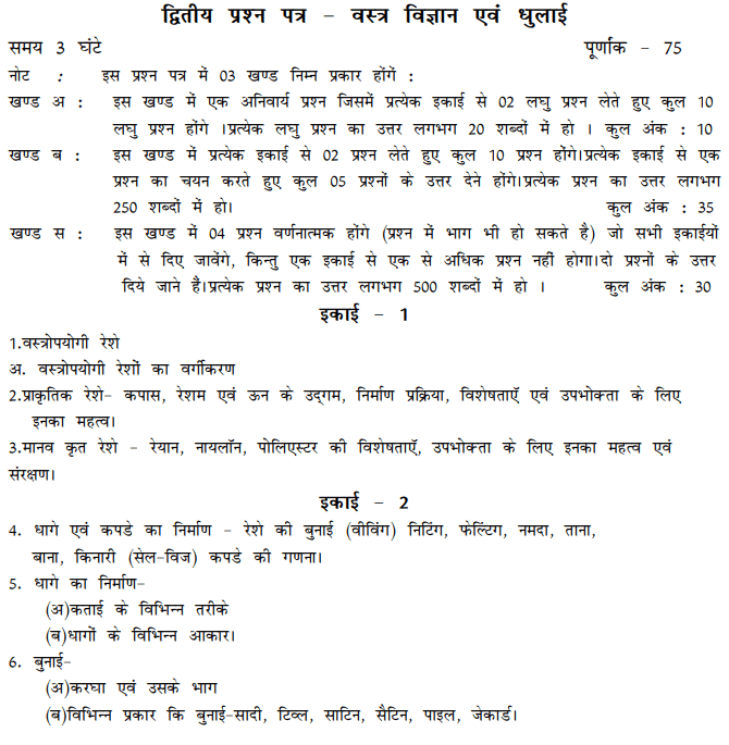 BA 1st Year Home Science Syllabus in Hindi PDF
