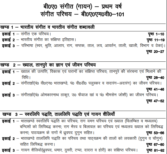BA 1st Year Music Book in Hindi PDF Download