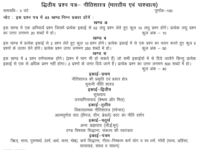 BA First Year Philosophy Syllabus PDF in Hindi