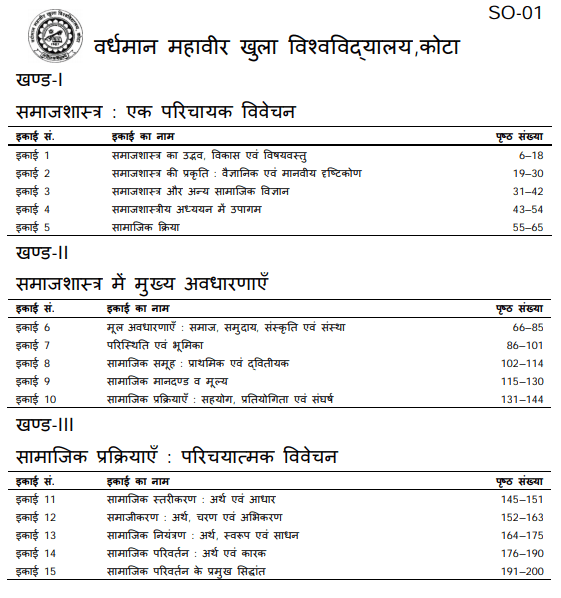 BA 2nd Year Sociology Books by VMOU