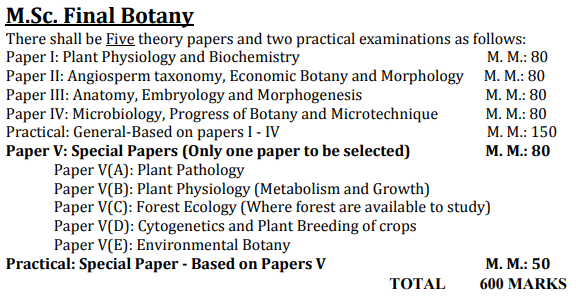 M.Sc Botany Syllabus 2021 PDF By VBSPU