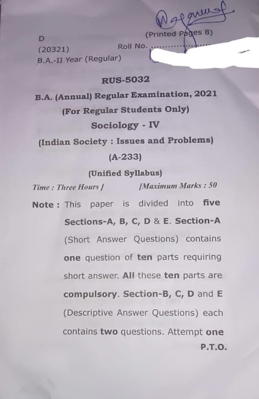 CCSU Question Papers 2022 PDF Download | Meerut University - Bihar ...