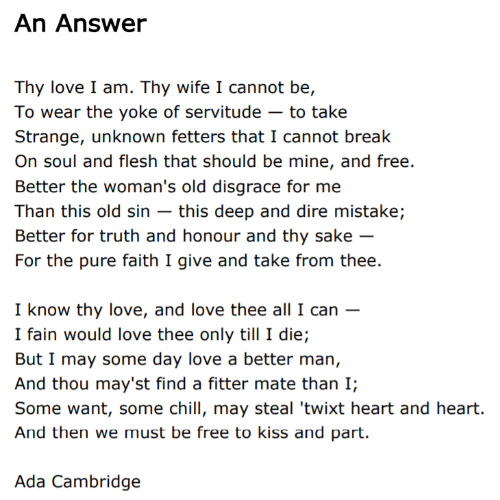 Ada Cambridge - An Answer
