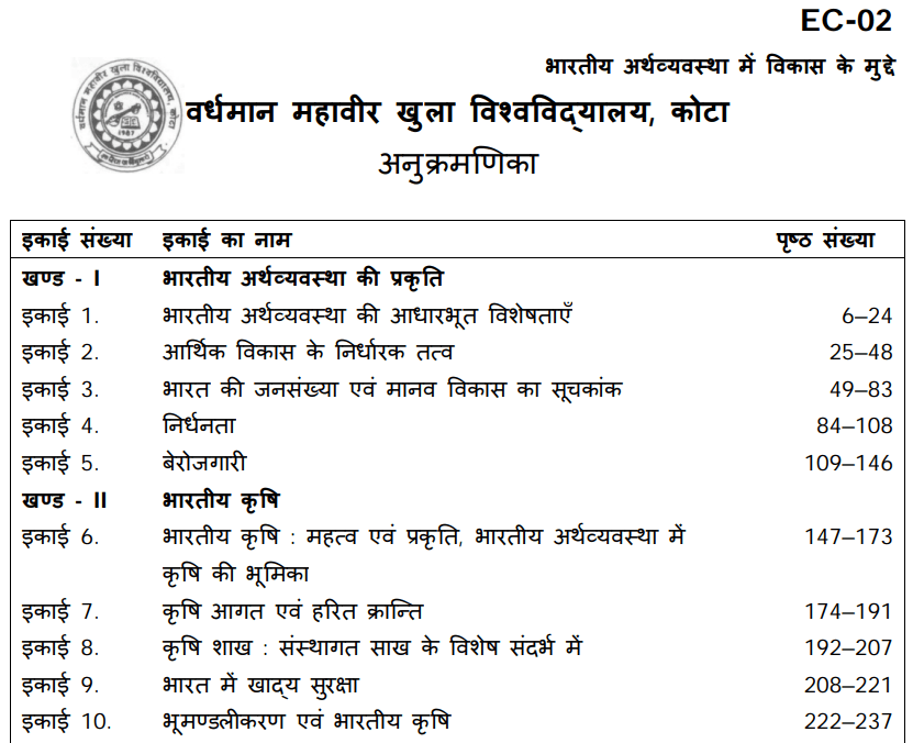 📗 EC-02 Issues in Indian Economic Development - SLM
