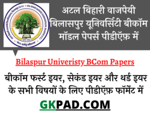 Bilaspur University BCom Question Papers 2022 PDF