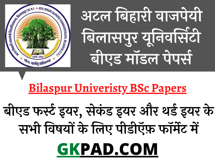 Bilaspur University BEd Question Papers 2022 PDF